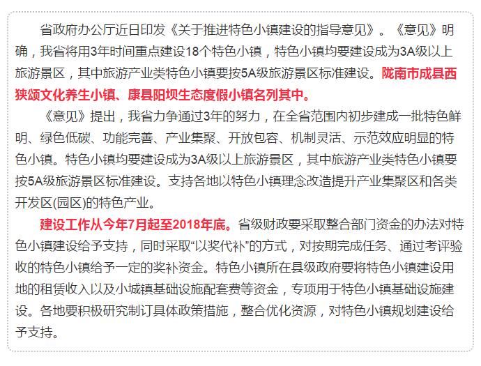 甘肅計(jì)劃3年建18個(gè)特色小鎮(zhèn)，看看隴南有幾個(gè)~